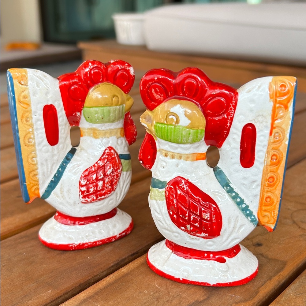 Vintage 70’s LEGO Rooster Salt and Pepper Shakers / Multicolor Japan